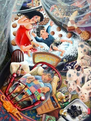 Evans the Death i Mr Waldo marzą o własnych marzeniach, 2005 (akryl na panelu)